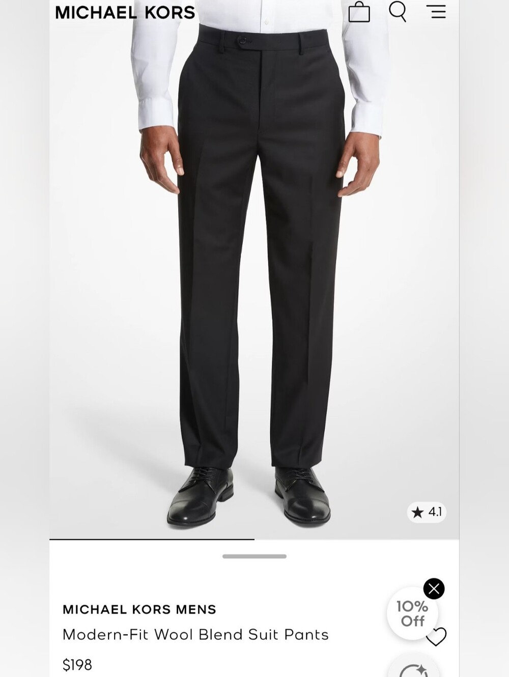 Michael Kors 42Wx32L Men's Black Suit Dress Pants